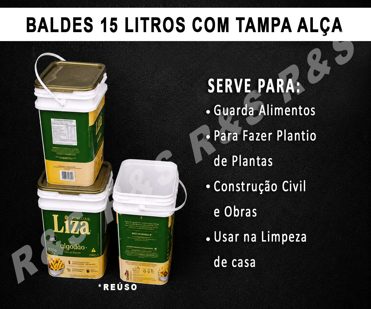 Balde 15 litros com tampa alça